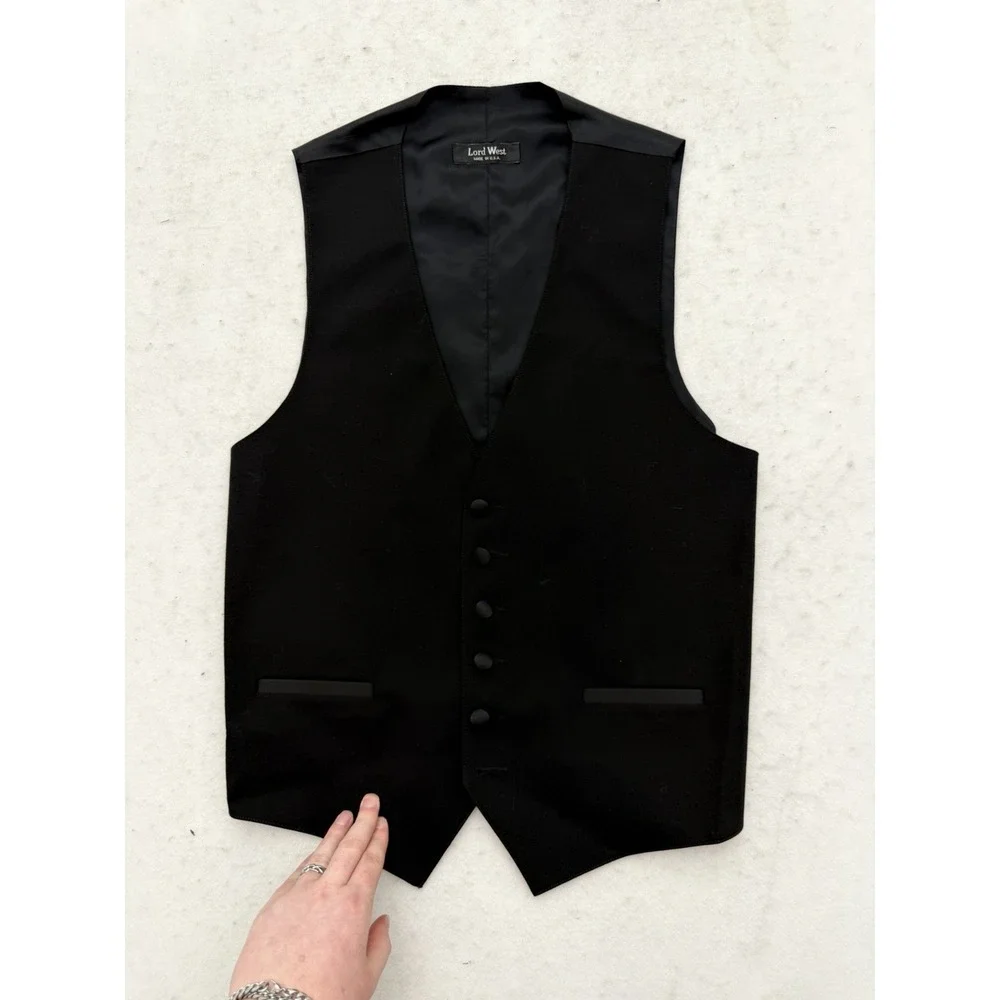 Lord West Vintage Black Tuxedo 41R‎ Wool Shawl Lapel 70s Wedding USA ACWA Union